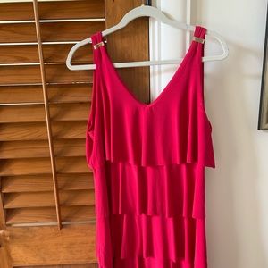 Fuschia sleeveless ruffle dress